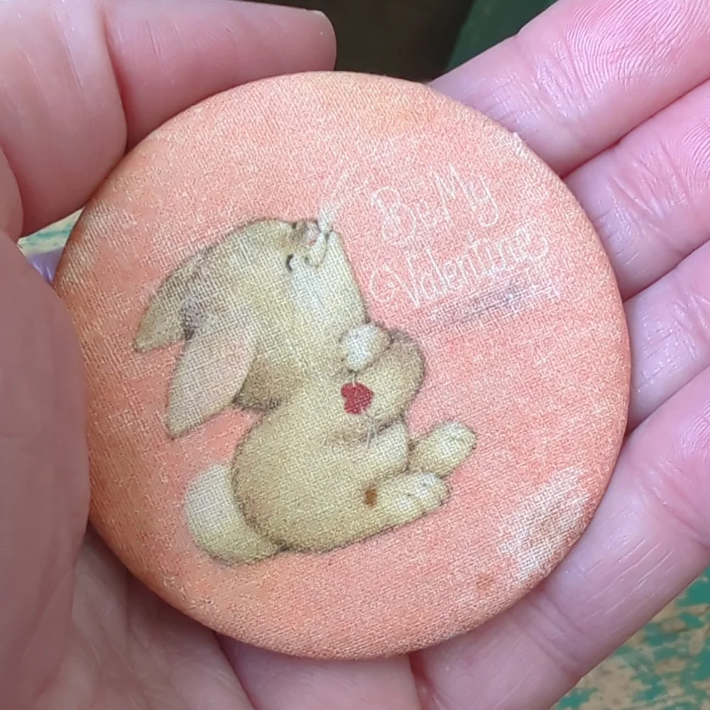 HALLMARK I Bundle of 2 Vintage Valentine's Day Love Buttons Pins, Circa 80s